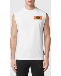 Philipp Plein - Slim Fit Cotton Tank Top With Hexagon Logo On The Chest - Lyst