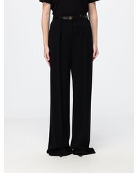 Elisabetta Franchi - High-Waisted Wide-Leg Crêpe Trousers With Logo Belt - Lyst