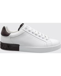 Dolce & Gabbana - Dolce &Amp Gabbana Portofino Bicolour Calfskin Sneakers With Logo - Lyst