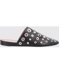 Premiata - Calf Leather Flat Mules With Studs And Metal Eyelets - Lyst