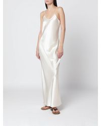 Almada Label - Long V-Neck Satin Slip Gown - Lyst