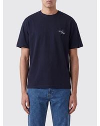 A.P.C. - Cotton T-Shirt With Contrast Logo And Dropped Shoulders - Lyst