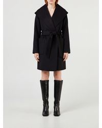 Max Mara - Knee-Length Camel Wool Robe Coat With Shawl Collar And Belt - Lyst
