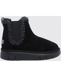 Mou - Bicolour Suede Chelsea Boots With Shearling Lining And Contrast Stitching - Lyst