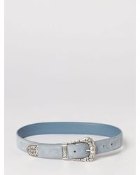 Orciani - Suede Belt With Crocodile Print And Engraved Buckle - Lyst
