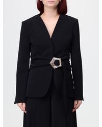 SIMONA CORSELLINI - Single-Breasted Crêpe Blazer With Adjustable Waist Belt - Lyst