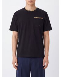 Burberry - Cotton T-Shirt With Tone-On-Tone Embroidered Equestrian Knight Logo - Lyst