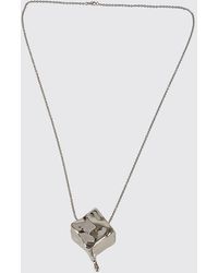 Rabanne - Chrome-Plated Brass Choker Necklace With Sliding Pendant And Logo - Lyst