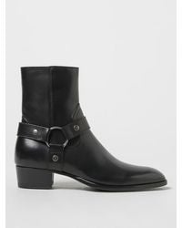 Saint Laurent - Wyatt Leather Ankle Boots With Zip - Lyst