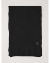 BOSS - Rectangular Wool And Cotton Scarf With Ribbed Edges And Logo - Lyst