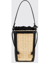 Alaïa - Wicker And Leather Mini Bucket Bag With Drawstring Closure - Lyst