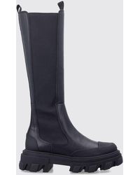 Ganni - Knee-High Recycled Leather Chelsea Boots With A Chunky Sole - Lyst