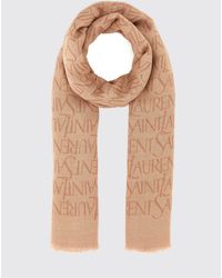Saint Laurent - Bufanda De Modal Y Cachemira Con Logo Jacquard Y Bordes Deshilachados - Lyst