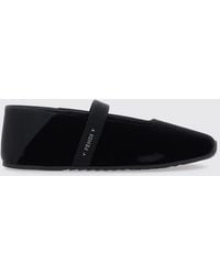 Fendi - Academia Velvet Mary Jane Ballet Flats With Metal Logo - Lyst