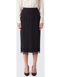 Ermanno Scervino - High-Waisted Silk Midi Pencil Skirt With Lace Inserts - Lyst