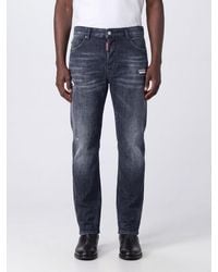 DSquared² - Bro Straight Fit Distressed Cotton Denim Jeans - Lyst