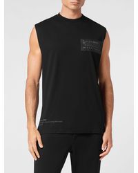 Philipp Plein - Slim Fit Cotton Tank Top With Contrast Logo Print - Lyst