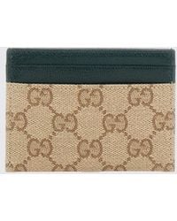 Gucci - Gg Supreme Canvas Card Holder With Monogram And Leather Details - Lyst