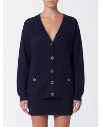 Alessandra Rich - V-Neck Virgin Wool Cardigan With Patch Pockets - Lyst