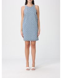 Pinko - Denim Dress With Applied Rhinestones - Lyst