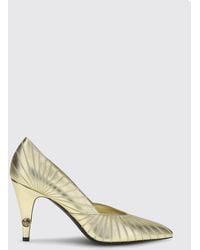 Versace - Gianni Draped Laminated Leather Pumps With High Cone Heel - Lyst