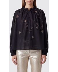 forte_forte - Cotton And Silk Blouse With Floral Embroidery And Rhinestone Appliqués - Lyst