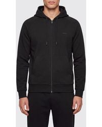 BOSS - Tonal Logo Zip-Up Cotton Hoodie - Lyst