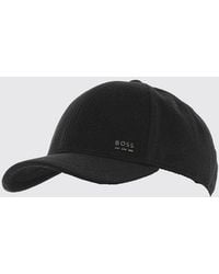 BOSS - Wool And Silk Blend Baseball Cap With Applied Logo - Lyst