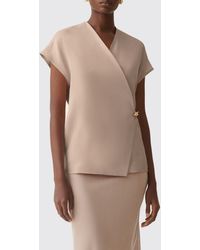 Fabiana Filippi - Satin V-Neck Wrap Top With Tie Closure - Lyst