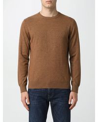 Fay - Pure Merino Wool Crewneck Jumper With Ribbed Trims - Lyst