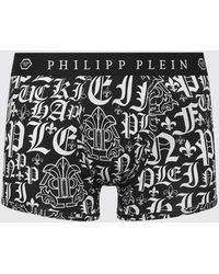 Philipp Plein - Stretch Cotton Blend Boxer Shorts With Lettering Print - Lyst