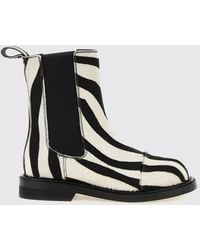 Moschino - Zebra Print Leather Chelsea Boots With A Low Heel - Lyst