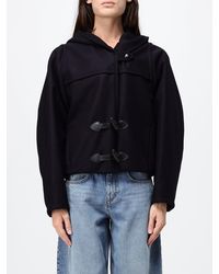 Isabel Marant - Short Cotton Duffle Coat With Hood And Leather Inserts - Lyst