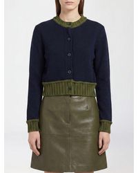 Marni - Bicolor Abstract Wool-Blend Crewneck Cardigan - Lyst