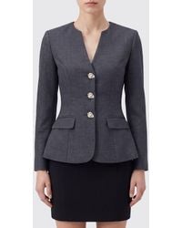 Self-Portrait - Slim Fit Cropped Wool Blazer With Jewelled Buttons - Lyst