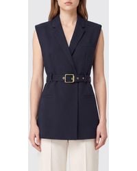 Pinko - Tailored Wool-Blend Waistcoat With Belt And Lapels - Lyst