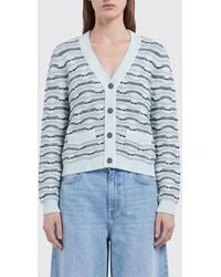 Marni - Striped Wool V-Neck Cardigan With Slit Pockets - Lyst