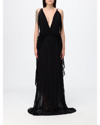 Genny - Pleated Chiffon Evening Gown With Train - Lyst