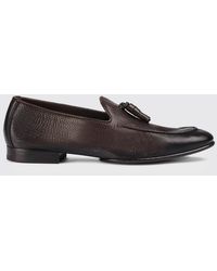 Doucal's - Hammered Leather Loafer With Tassels - Lyst