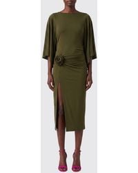 Blumarine - Slim Fit Jersey Sheath Midi Dress With Front Slit And Flower - Lyst