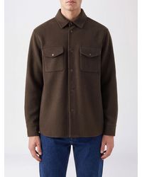 Aspesi - Pure Wool Overshirt With Patch Pockets And Classic Collar - Lyst