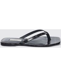TOTEME - Leather Thong Mule Sandals With A Low Heel And Squared Toe - Lyst