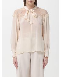 Patrizia Pepe - Chiffon Blouse With Lace Inserts - Lyst