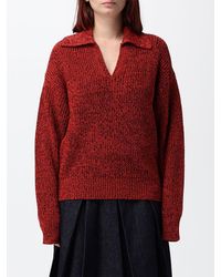Tela - V-Neck Long-Sleeved Wool Blend Knitted Polo Shirt - Lyst