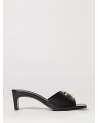 Gucci - Nappa Leather Mules With Mid-Heel And Gg Monogram Hardware - Lyst