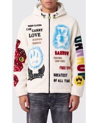 Barrow - Hooded Fleece Jacket With Zip And Graphic Print - Lyst