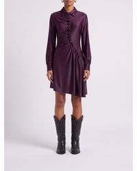 Rabanne - Asymmetrical Jersey Mini Shirtdress With Off-Center Closure - Lyst