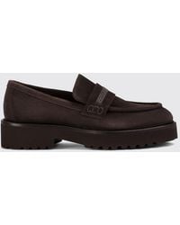 Doucal's - Suede Penny Loafers With Lug Sole - Lyst