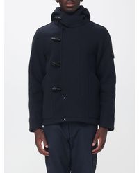 Stone Island - Wool Duffle Coat With Hood And Compass Logo - Lyst