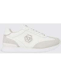 Philipp Plein - Leather And Suede Low-Top Sneakers With Hexagon Logo And Monogram - Lyst